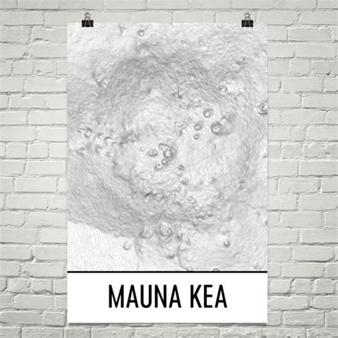 Mauna Kea Topographic Map Art Modern Map Art