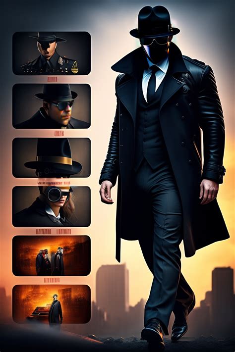 Lexica - Detective, fedora hat, black trenchcoat, gasmask, sunglasses