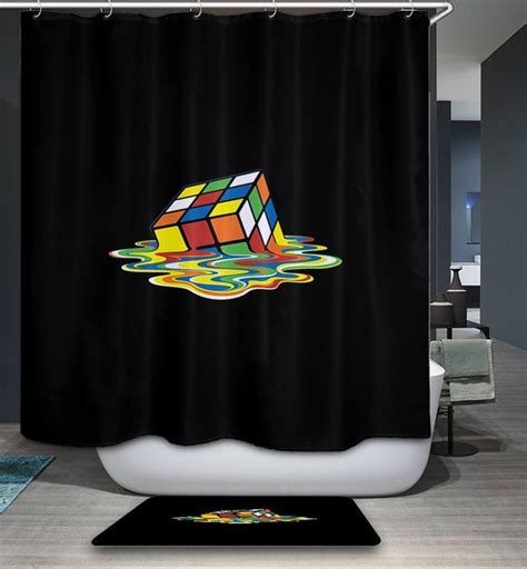 Melted Magic Rubiks Cube Geek Shower Curtain Bathroom Decor Rubiks