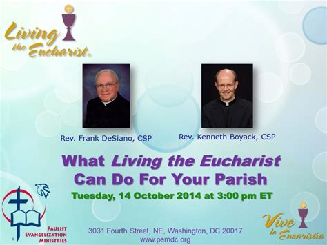 Living The Eucharist Webinars Paulist Evangelization