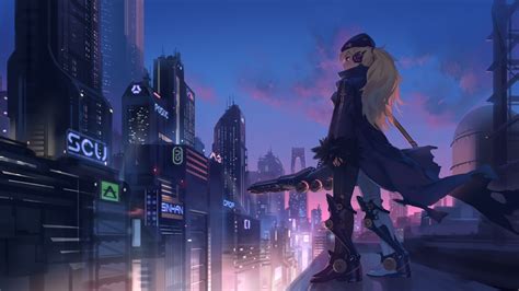 1366x768 Anime Girl In City 4k 1366x768 Resolution Hd 4k Wallpapers Images Backgrounds Photos