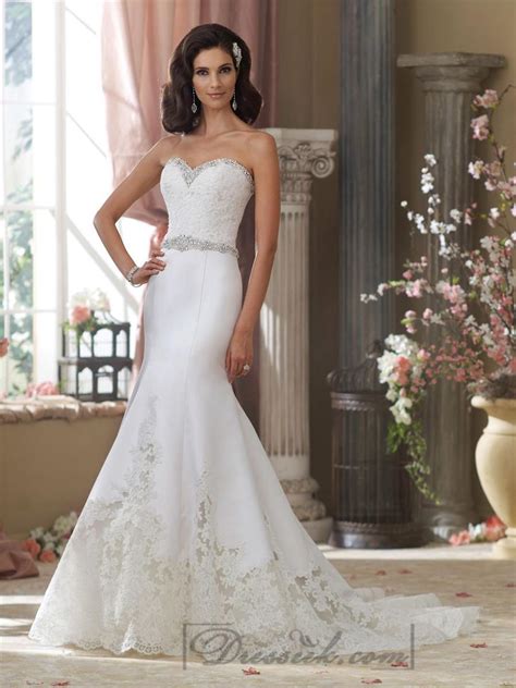 Beaded Sweetheart Lace Appliques Mermaid Wedding Dresses With Jeweled