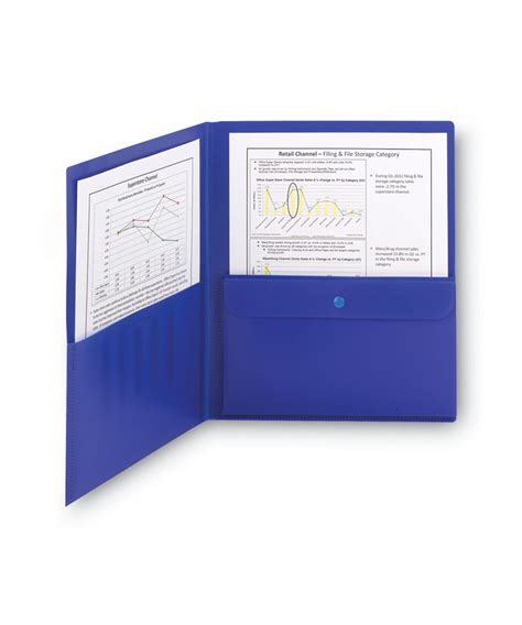 Poly Two Pocket Folder With Security Pocket 11 X 8 12 Blue 5pack