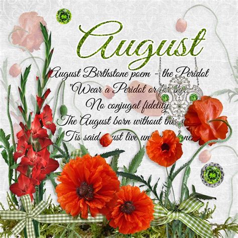 August Birthstone Color And Flower Monthly Birthstones