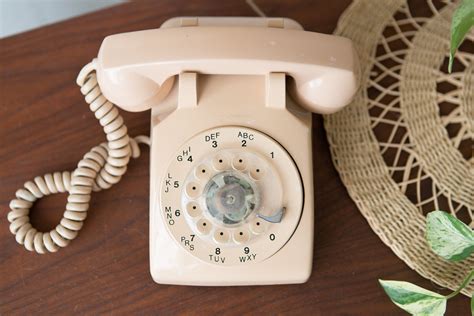 Vintage Beige Peach Phone 1970s Rotary Home Phone Retro Stranger