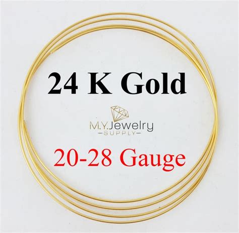 24k Solid Yellow Gold Wire 14 Hard Round 20 22 24 26 28 Gauge Etsy