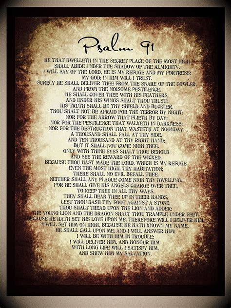 Psalm 91 Prayer For Protection Biblical Verse Printable Etsy Free