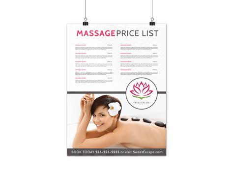 Classic Massage Price List Poster Template Mycreativeshop