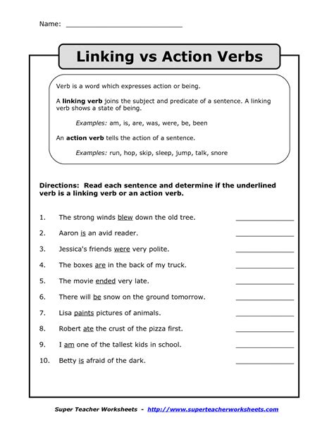 20 Printable Verbs Worksheets