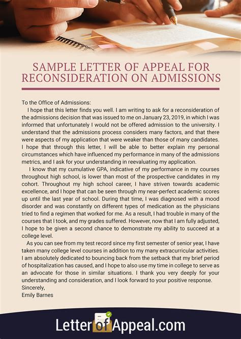 Letter For Reconsideration Sample