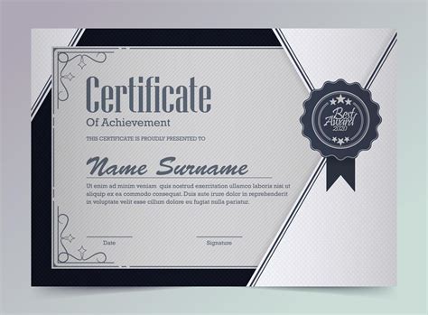Plantilla De Certificado De Logro De Diseño De ángulo De Plata 1018836