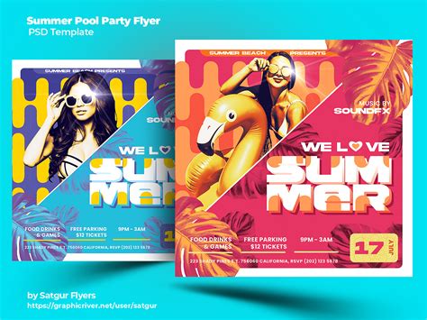 Summer Pool Party Flyer PSD Template By Satgur Flyers On Dribbble