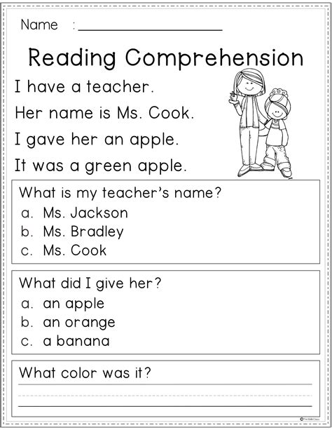 K Reading Comprehension Worksheets