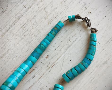 Thick Turquoise Heishi Necklace Women Men Unisex Jewelry Old Pawn