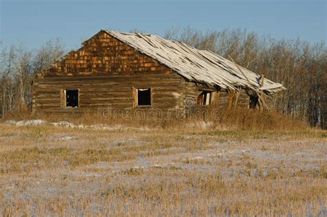 Abandoned Log Cabin In Winter Stock Image Image Of Wooden Prairie