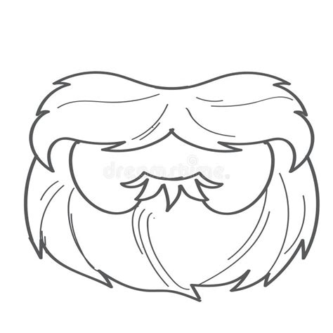 Beard And Mustache Mask In Cartoon Style Outline Drawing Stock