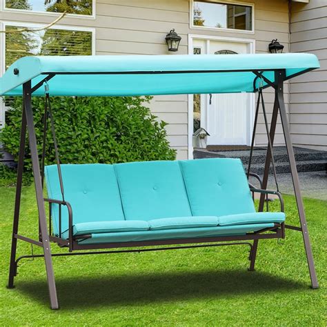 3 Seat Outdoor Converting Canopy Swing Chairs Porch Swing For Patio