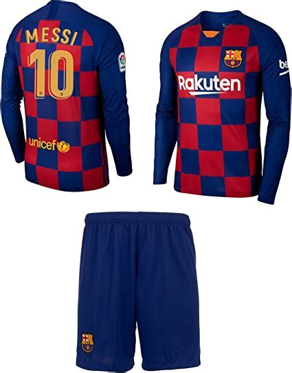 Lionel Messi Barcelona 10 Youth Soccer Jersey Home Long Sleeve Kit
