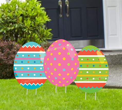 Easter Eggs Outdoor Yard Sign Sets Holiday Lawn Celebration Etsy