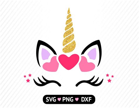 Unicorn Face Svg Unicorn Eyelashes Svg Heart Svg Valentine Svg Love