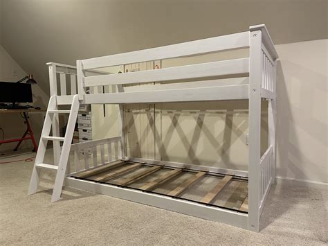 Max And Lily Kids Twin Over Twin Size Low Bunk Bed Assembly