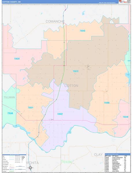 Wall Maps Of Cotton County Oklahoma