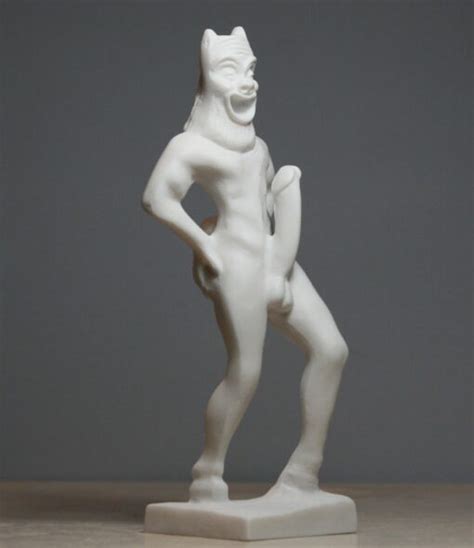 SATYR Faunus Faun Phallus Nude Male Greek Cast Alabaster Statue