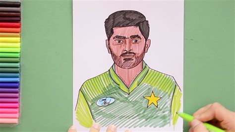 How To Draw Babar Azam Pakistan Cricket Player Youtube