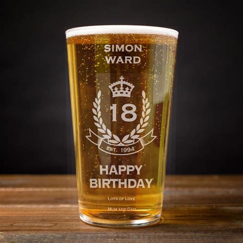 Buy Personalised Any Age Birthday Crest Pint Glass For Gbp 999 Card