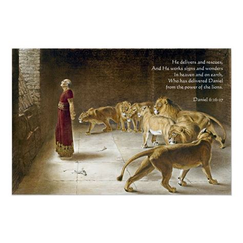 Daniel In The Lions Den Bible Art Scripture Poster