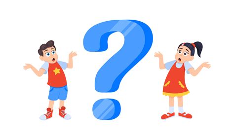 Little Doubt Girl And Boy Kids Asking Question Flat Style Design Vector