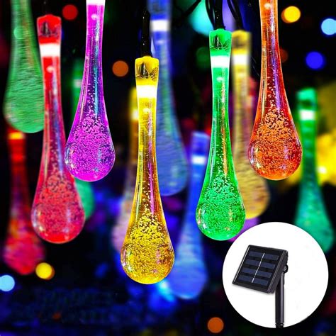 Water Drop Solar Powered 30 Led String Lights Waterproof 213ft 8 Modes