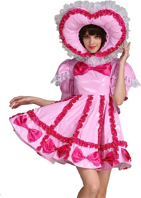 Buy Gocebaby Women Sissy Lockable Maid Pvc Pink Dress Uniform Costume