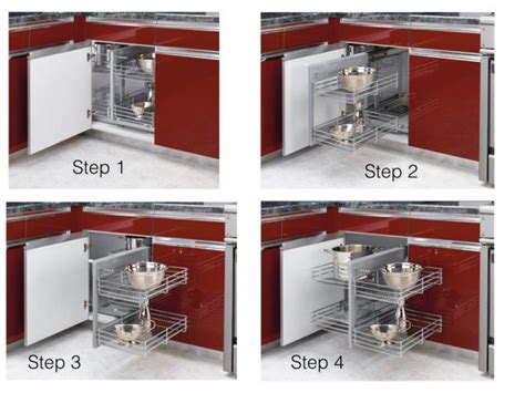 Tray set arena for magic corner two, version 3, steel, champagne/maple, 390 x 470 x 88 mm (front basket), 390 x 470 x 102 (back basket) by kessebohmer. Organization in Kitchen Has Never Been Easier With Corner ...