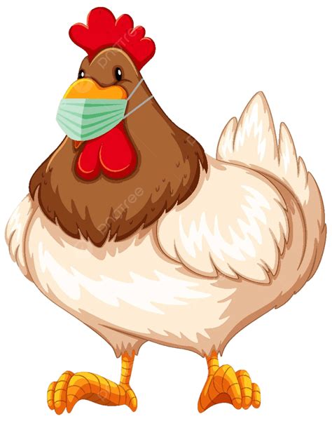 Chicken Cartoon Character Wearing Mask Living Health Animals Vector