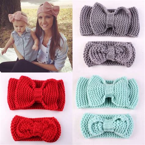 Baby Girl And Mom Knit Crochet Turban Headband Warm Hair Accessories