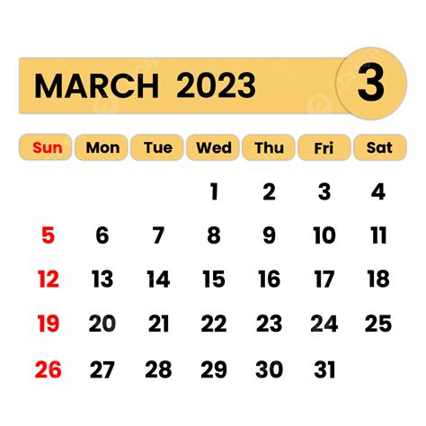 March 2023 Calendar Yellow Color March 2023 Calendar March Calendar