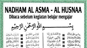 Teks nadhom asmaul husna latin arab dan terjemah indonesia yang berjumlah 99 nama asma allah. Nadhom Asmaul Husna - Taruna Bahtera