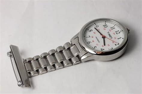 Timex Womens Classics Nurses Fob Tunic White Indiglo Dial Stainless