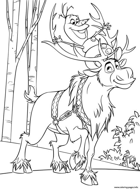 Snowman Olaf And Sven Reindeer Coloring Page Printable