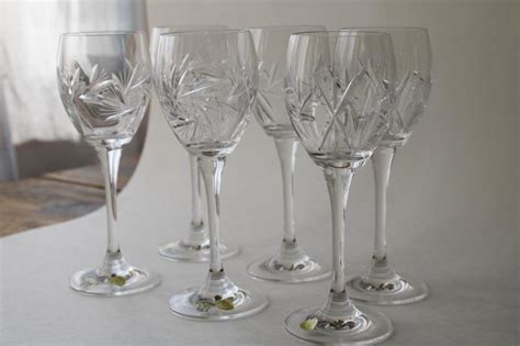 Sklo Bohemia Crystal Stemware Unused Set Water Goblets Or Wine Glasses Czech Labels