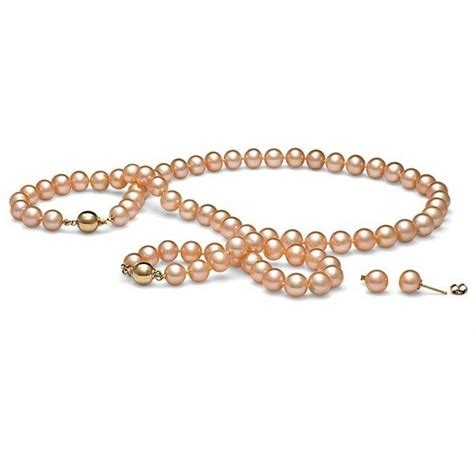 Full Set Of 85 90 Mm Pink To Peach Freshwater Pearls Cultured Pearl