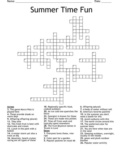 Free Printable Summer Crossword Puzzles For Adults Printable Templates