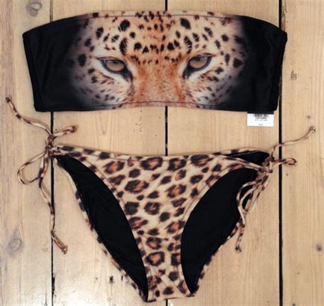 Topshop Tiger Leopard Print Bikini Swimsuit Uk 12 Eu 40 Us 8 Bnwt