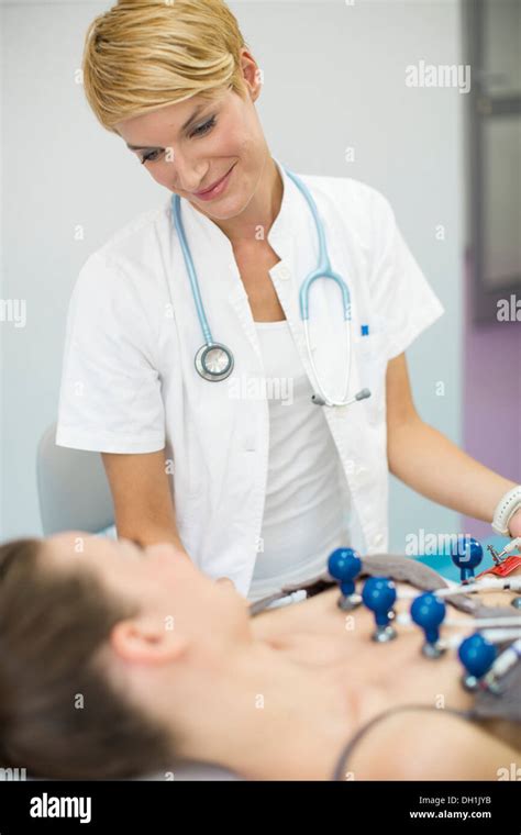 Electrocardiogram Female Patient Undergoing Hi Res Stock Photography