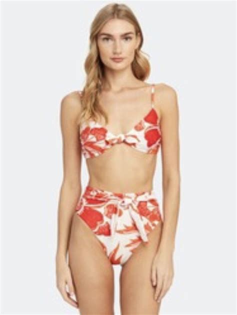 Mara Hoffman Carla Bikini Top In Red Multi X Small New Ebay