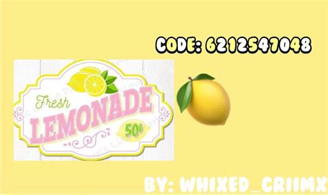 Lemonade Stand Bloxburg Decal Code In 2021 Bloxburg Decals Coding