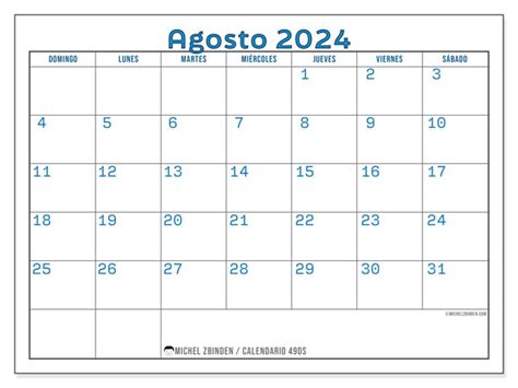 Calendario Agosto De 2024 Para Imprimir “49ds” Michel Zbinden Ve