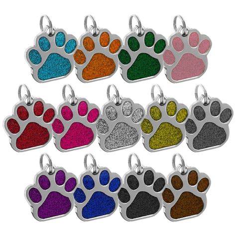 Stainless steel pet tag id, custom dog & cat name tags, round engraved pet id tags, microchipped, blind, deaf and. GLITTER PAW ENGRAVED DOG ID NAME TAG DISC PERSONALISED PET ...