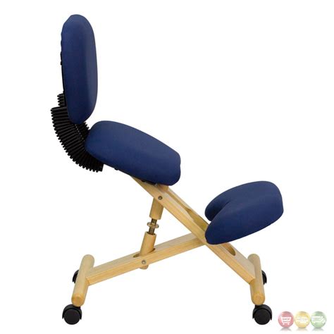 Kneeling chairs benefit posture for some people. Mobile Wooden Ergonomic Kneeling Posture Chair In Navy ...